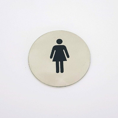 Set 2Pz Cartelli Cartello Tondo Metallo Donna Porta Wc Bagno Targa 6.5Cm Adesiva