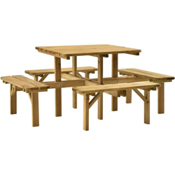 Tavolo da Picnic con 4 Panche 172x172x73 cm in Pino Impregnato - Marrone - Vidaxl en oferta