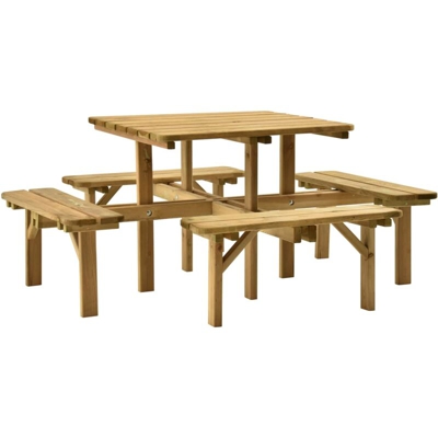 Tavolo da Picnic con 4 Panche 172x172x73 cm in Pino Impregnato - Marrone - Vidaxl