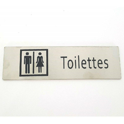 Set 2Pz Cartelli Cartello Adesivo Metallo Scritta Toilettes Porta Wc Targa 17X5Cm precio