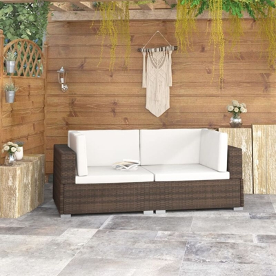 Poltrone Modulari ad Angolo con Cuscini 2 pz Polyrattan Marrone - Marrone - Vidaxl