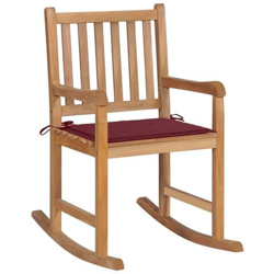 Sedia A Dondolo Con Cuscino Rosso Vino In Massello Di Teak precio