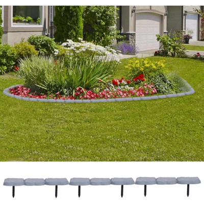 vidaXL Bordature per Prato 30 pz in PP - Grigio