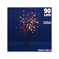 Albero Di Natale Luminoso Ciliegio Per Esterno 90 Led 100Cm Bianco Caldo E Rosso precio