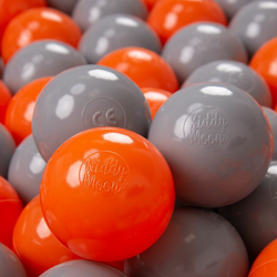 KiddyMoon 300 ∅ 7CM Palline Morbide Colorate Per Piscina Bambini Fatto In EU, Arancione/Grigio - arancione/grigio precio