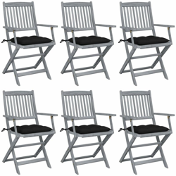 vidaXL Sedie da Giardino Pieghevoli 6pz con Cuscini in Massello Acacia en oferta