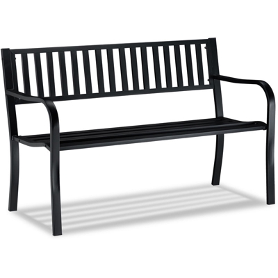 Relaxdays - Panca da Giardino, a 2 Posti, Design Intrecciato, da Terrazzo, per Balcone, HxLxP 82 x 127,5 x 59,5 cm, Nero