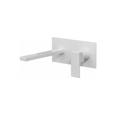 Miscelatore lavabo a parete bianco opaco con placca Gattoni Kubik 2540/25BO | Bianco opaco