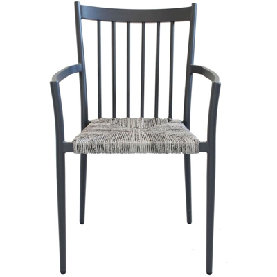 Poltrona Da Giardino In Alluminio E Rattan Sintetico Impilabile Colore Antracite,Grigio