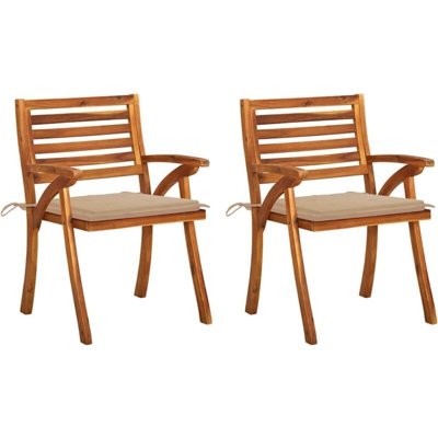 vidaXL Sedie da Pranzo da Giardino con Cuscini 2 pz Massello di Acacia - Marrone