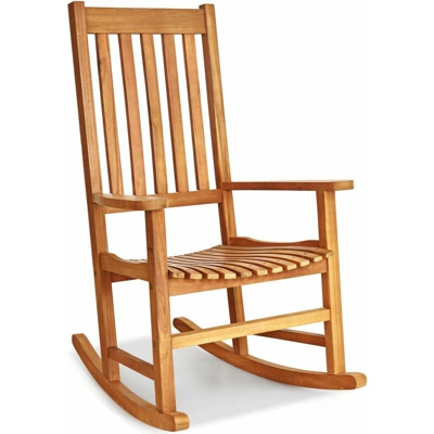 Costway - Sedia a Dondolo da Esterno, Sedia con Struttura in Legno di Acacia, Poltrona Relax per Giardino Prato Balcone Cortile, Capacita di Carico