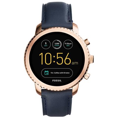 Smartwatch Q Explorist Resistente all’acqua IP67 4GB con Bluetooth e Wi-Fi Touch Cinturino in Pelle Blu Marino - Italia