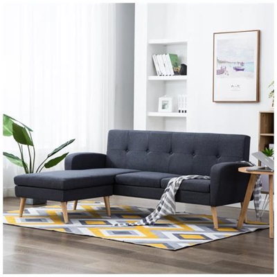 Divano A L Imbottito In Tessuto 186x136x79 Cm Grigio Scuro