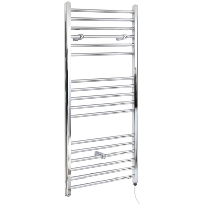 Hudson Reed Kent Scaldasalviette Elettrico Piatto di Design Verticale - Termoarredo Bagno a Scaletta Moderno - Acciaio Cromato - 400W - 1200 x 400mm