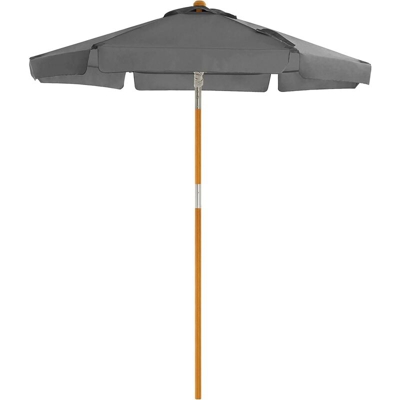 Songmics - Ombrellone da Giardino di 2 m, Parasole con Protezione UPF50+, Palo e Stecche in Legno, Inclinabile, Base Non Inclusa, per Terrazzo
