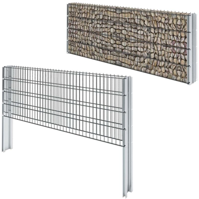 Recinzione 2D Gabbione Acciaio 2,008x0,83 m 2 m (Totale) Grigio - Grigio - Youthup