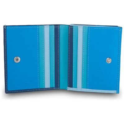Portafoglio di pelle multicolore porta carte e monete Blu