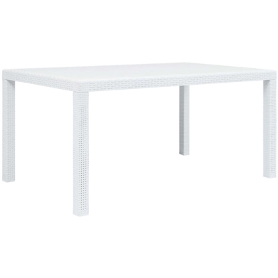 Asupermall - Tavolo da Giardino Bianco 150x90x72 cm in Plastica Stile Rattan