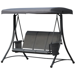Dondolo 3 Posti da Giardino o Terrazzo con Tettuccio Regolabile e Tasche Portaoggetti Grigio Scuro 196x128x172cm - Outsunny características