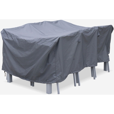 Fodera di protezione 175x124cm grigio scuro - Copertura rettangolare in poliestere con rivestimento PA per tavoli da giardino, modello: Chicago