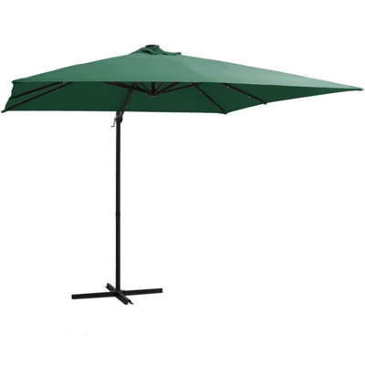 vidaXL Ombrellone a Sbalzo con LED e Palo in Acciaio 250x250 cm Verde - Verde