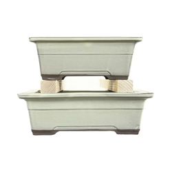 Vasi per bonsai Giapponesi Morrisan rettangolari in gres smaltato bianco (Set da n.2 pezzi) - B05-19 en oferta