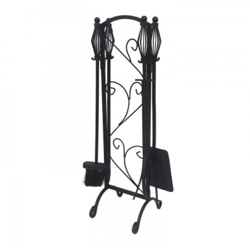 Maurer - SET CAMINO 5 PEZZI FLOREALE IN ACCIAIO - ATTREZZO KIT - ACCESSORI CAMINETTO DESIGN PER PULIZIA -NERO características