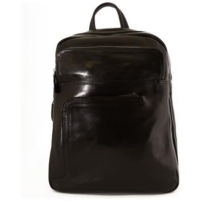 Zaino Per Uomo In Vera Pelle Con Tasca Imbottita Colore Nero - Pelletteria Toscana Made In Italy - Zaino