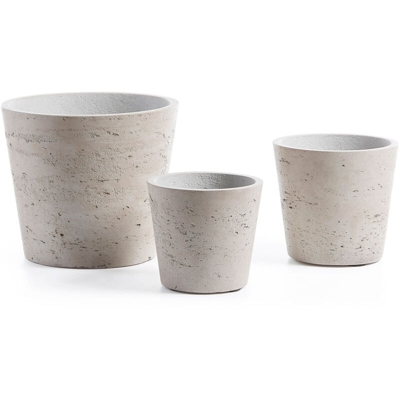 Set di 3 vasi da fiori in cemento grigio per interni ed esterni - Beige - Kave Home