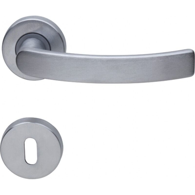 Maniglia con Rosetta per Porta in Ottone Satinato Cromato modello Idea 1 Coppia