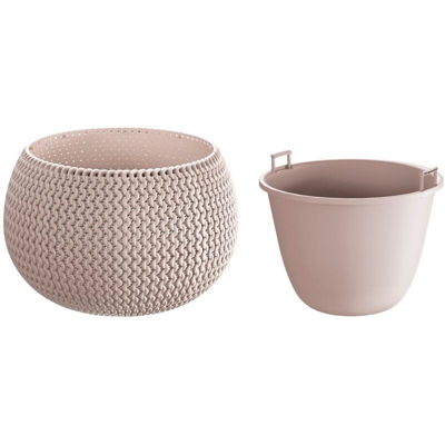 Vaso di fiori tonda con vasca Splofy Bowl in plastica colore mocca 37 (lunghezza) x 37 (larghezza) x 21 (altezza) cm