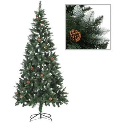 Albero di Natale Artificiale Pigne e Brillantini Bianchi 210 cm - Verde - Youthup