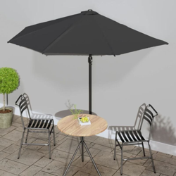 Ombrellone Balcone Palo in Alluminio Nero 300x150x253cm a Metà - Nero - Vidaxl en oferta
