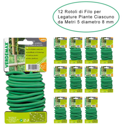 12 rotoli di filo legaccio per giardino & orto multiuso ciascuno da diametro 8 mm metri 5 en oferta