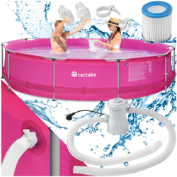 Piscina rotonda con telaio in acciaio e pompa filtraggio - piscina gonfiabile, piscina rotonda, piscina interrata - Ø 360 x 76 cm - rosa fucsia en oferta