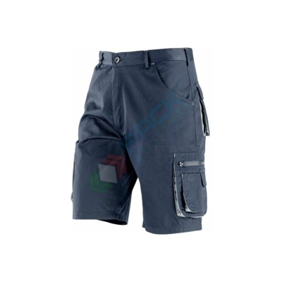 Bermuda da lavoro multitasche, 65% poliestere-35% cotone, colore blu-grigio, taglia S (Taglia S - Grigio + Blu)