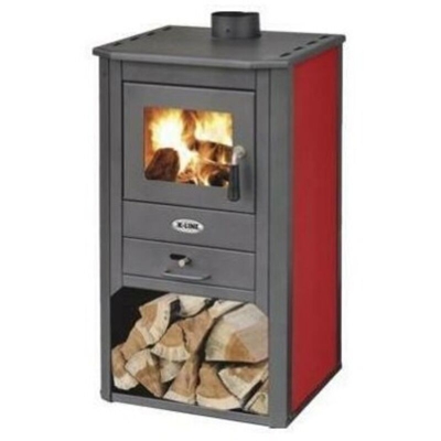 Generic Brand - Stufa Kursal De Luxe- Rosso - Potenza 9 Kw -Rivestimento in acciaio 49x46xH93cm