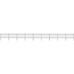 Recinzione da Giardino con Punta Tonda in Acciaio 15,3x1m Nera - Nero - Youthup en oferta