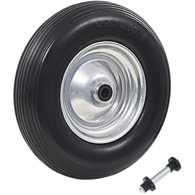 YOUTHUP Ruota per Carriola con Asse in PU Solido 4.00-8 390 mm - Nero