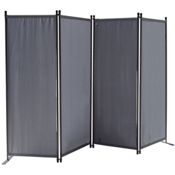 Paravento da Giardino 220 x 165 cm 4 parti pieghevole Divisorio in Tessuto Protezione della Privacy Grigio en oferta