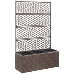 Leto Rialzato Traliccio 3 Vasi 83x30x130 cm Polyrattan Marrone - Marrone - Youthup en oferta