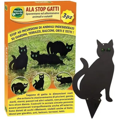 Mondo Verde Dissuasore Ala Stop Gatto 3Pz Acciaio Nero Protezione Giardino