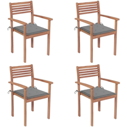 Sedie Giardino 4 pz con Cuscini Grigi in Massello di Teak - Vidaxl precio