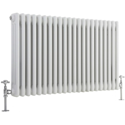 Hudson Reed Regent Radiatore Termoarredo di Design Orizzontale In Stile Ghisa - Termosifone Con Finitura Bianca - 3 x 22 Colonne - 1608W - 600 x 1010