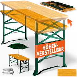 Casaria Tavolo birreria da giardino pieghevole 170cm regolabile in altezza con foro per ombrellone tavoli esterno precio