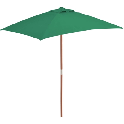 Asupermall - Ombrellone da Esterni con Palo in Legno 150x200 cm Verde