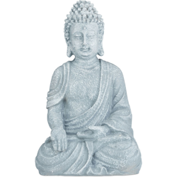 Statua Zen del Buddha Seduto XL, 40 cm, Feng Shui, per Esterni, da Giardino, Decorativa, Grigio Chiaro en oferta