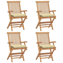 vidaXL Sedie da Giardino con Cuscini Bianco Crema 4pz Massello di Teak - crema características