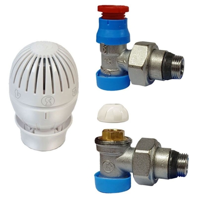 Kit valvola e detentore Giacomini per radiatore 3/8x16 squadro R470AX002
