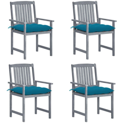 Sedie da Regista con Cuscini 4 pz in Massello di Acacia Grigio - Grigio - Vidaxl precio